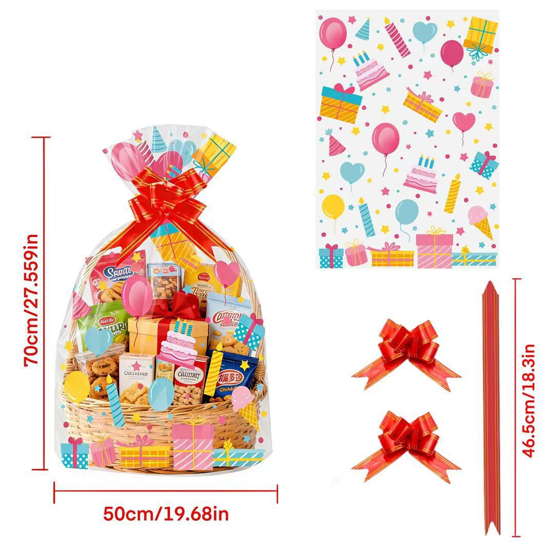 Snacks Food Hamper Basket - 20 adet Doğum Günü Baskılı Şeffaf